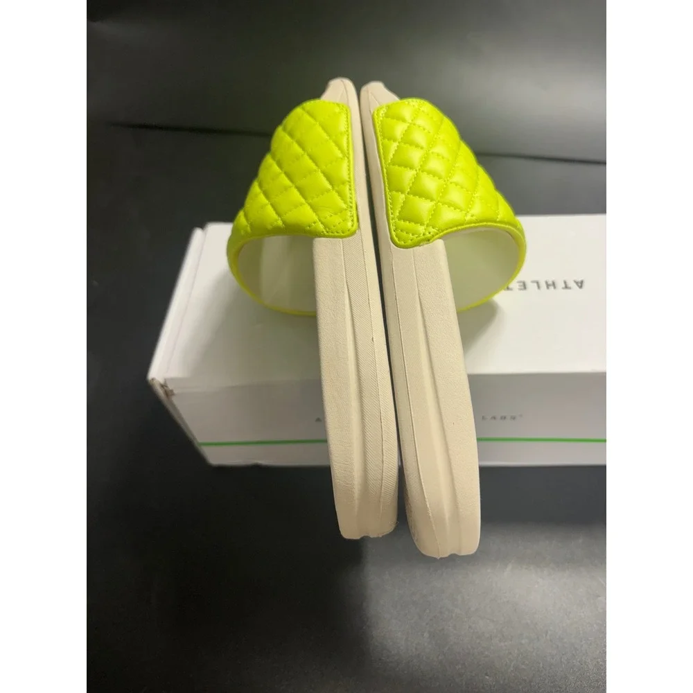 APL NEW Lusso Slide Men's Size 9 Pristine Neon Yellow Quilted Leather